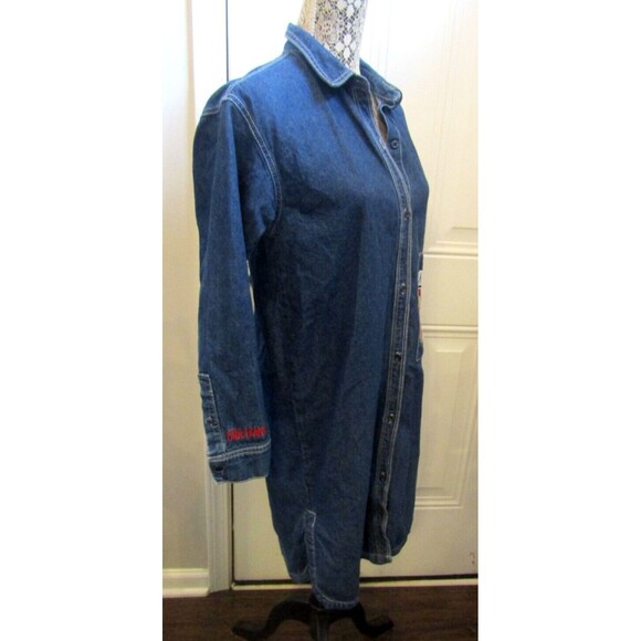 Paul Frank Denim Dress Vintage Blue Button Front Shirt Dress Side Slits Size M - Picture 7 of 9